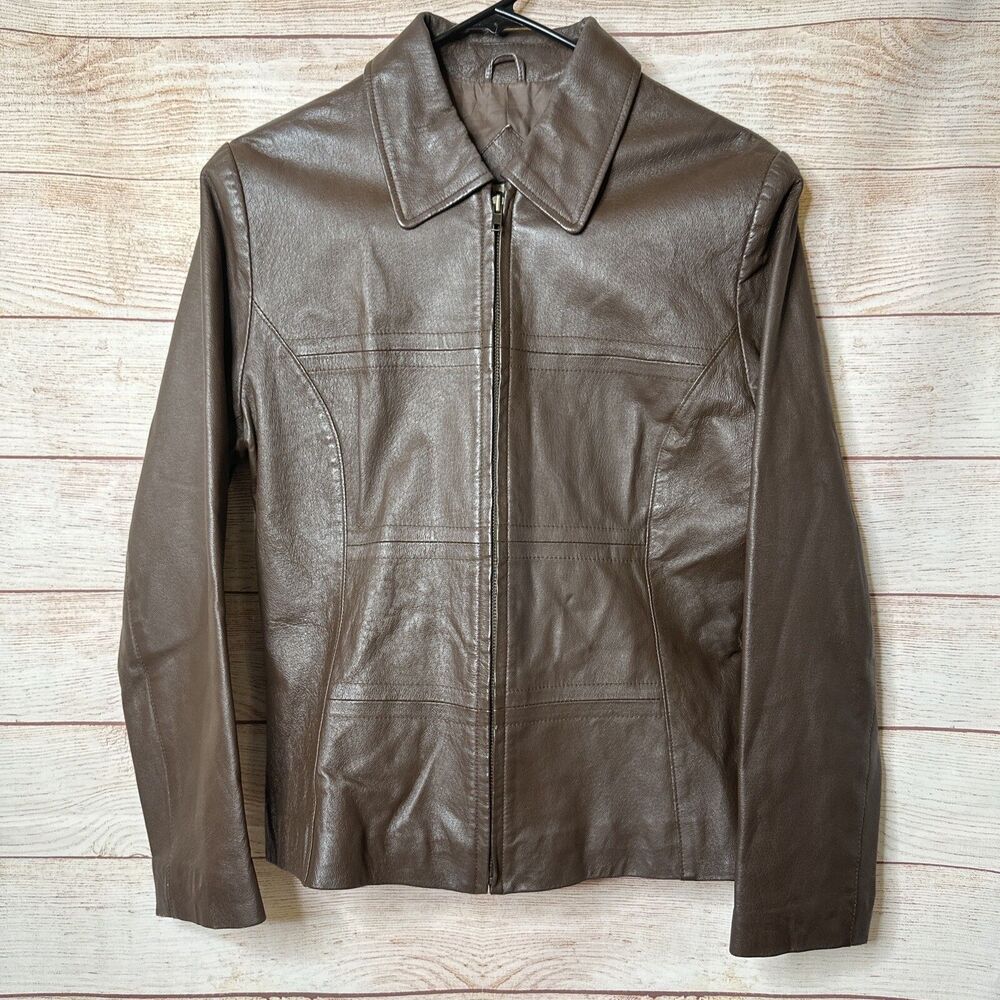 Vintage Forenza Brown Genuine Leather Jacket Retro 1980s 1990s Coat Women's 10